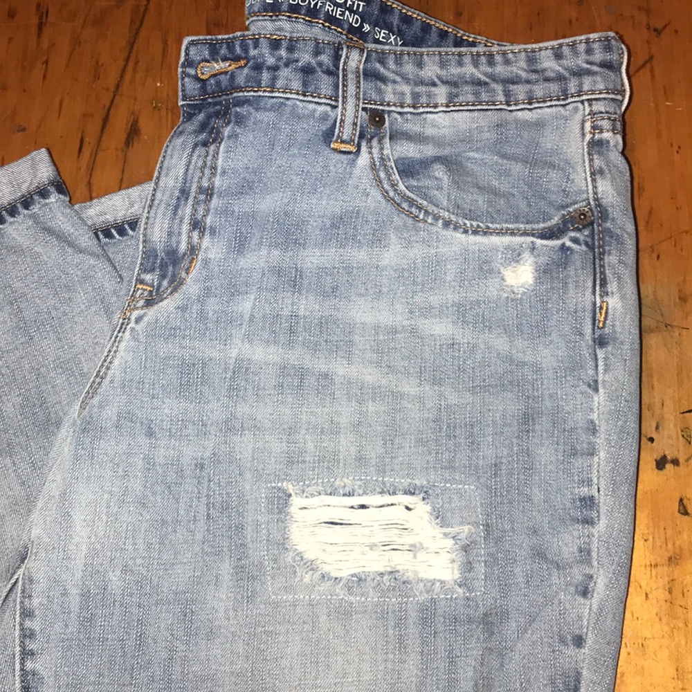 GAP sexy boyfriend fit light wash distressed jeans